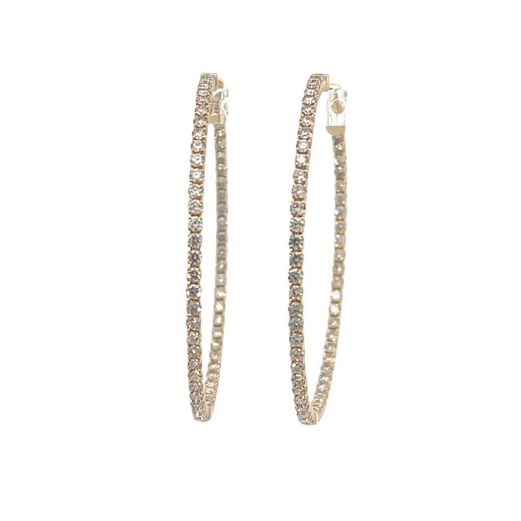 14Kt Yellow Gold In/Out Hoops With (116) Round Diamonds Weighing 3.01cttw