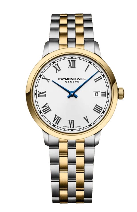 39mm Toccata White Dial Quartz Movement Watch With A Two Toned Strap