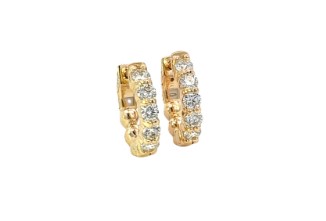14Kt Yellow Gold Hoops With (10) Round Diamonds Weighing 1.00cttw