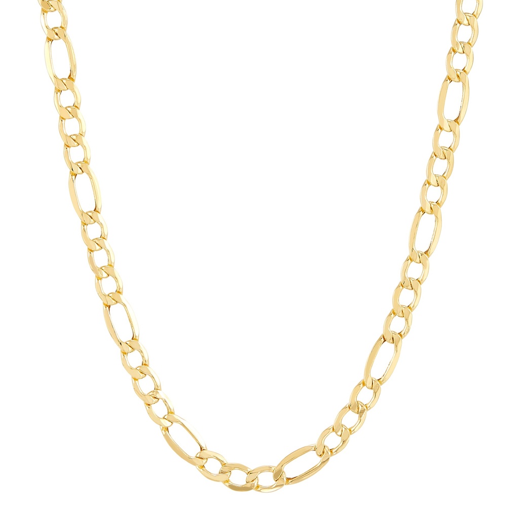 14Kt Yellow Gold 5.8mm Hollow Figaro Chain Necklace 22"
