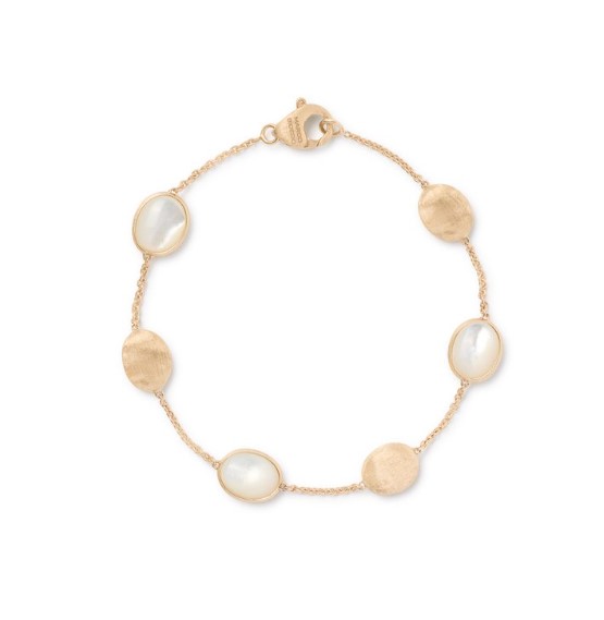 18Kt Yellow Gold Siviglia Mother Of Pearl Station Bracelet 7.25"
