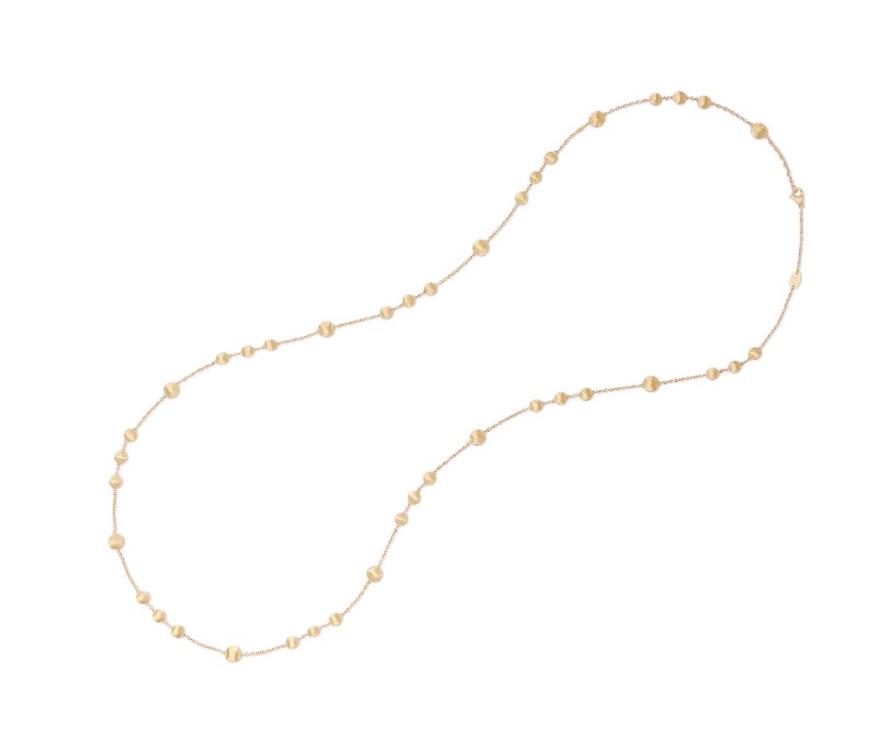 [CB2831 Y 02] 18Kt Yellow Gold Africa Bead Station Necklace 36"