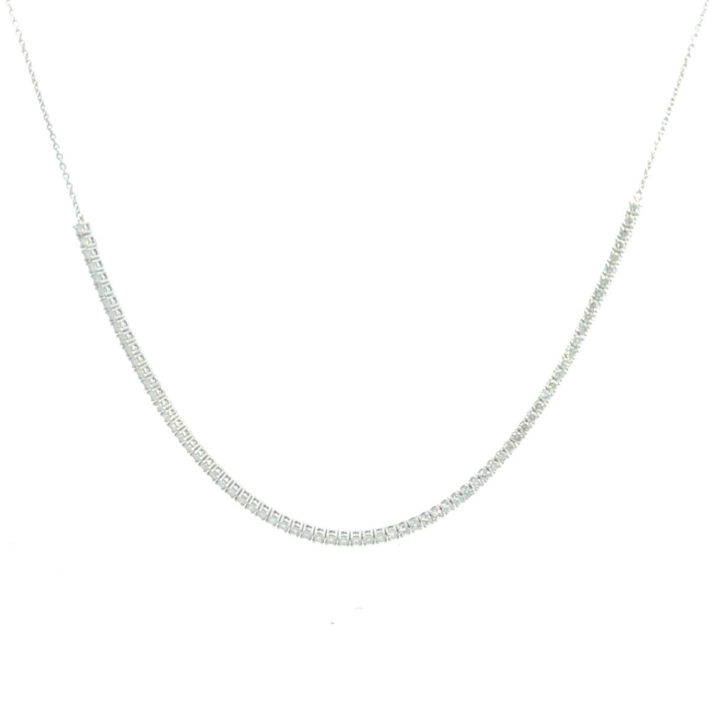 18Kt White Gold Uniform Half Line Necklace With Round Diamonds Weighing 1.95cttw