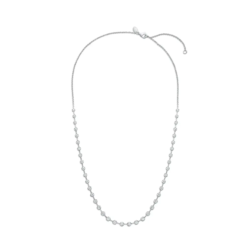 18Kt White Gold Serena Station Necklace With (39) Round Diamonds Weighing 1.98cttw