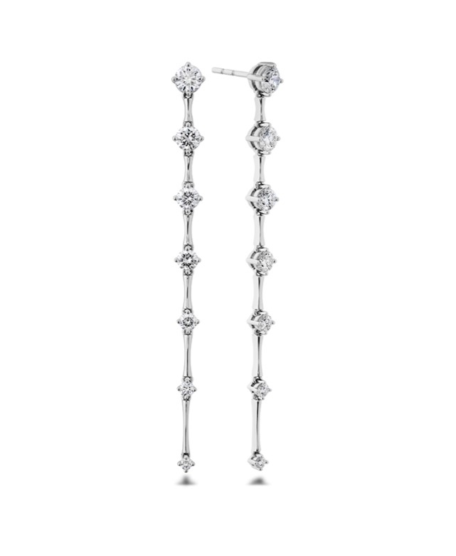 18Kt White Gold Cadence Drop Earrings With (14) Round Diamonds Weighing 1.15cttw