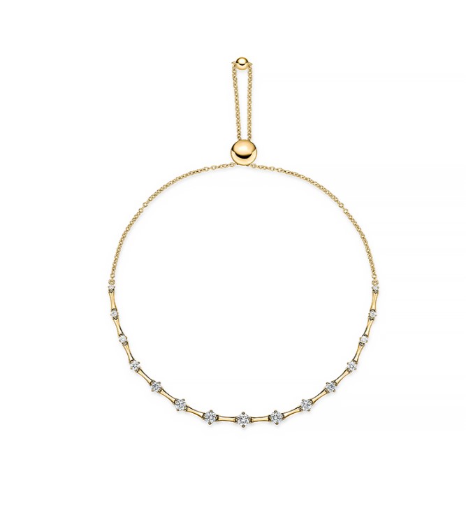 18Kt Yellow Gold Cadence Bolo Bracelet With (15) Round Diamonds Weighing 0.59cttw