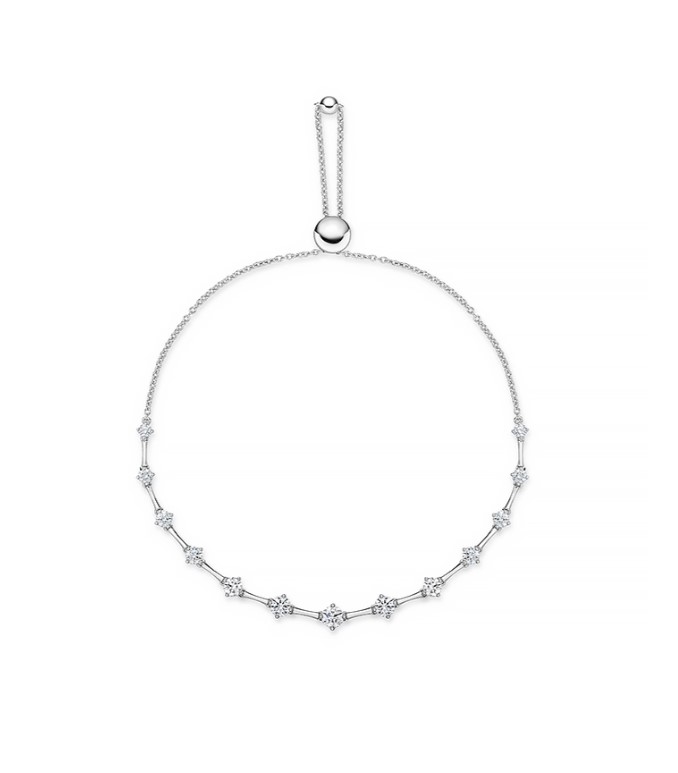 18Kt White Gold Cadence Bolo Bracelet With (13) Round Diamonds Weighing 1.25cttw