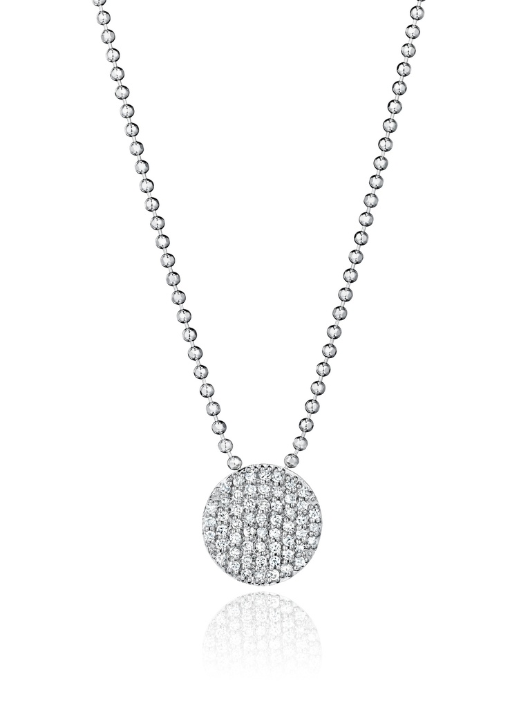 [N20013PDW] 14Kt White Gold Diamond Infinity Pendant Necklace 0.27cttw