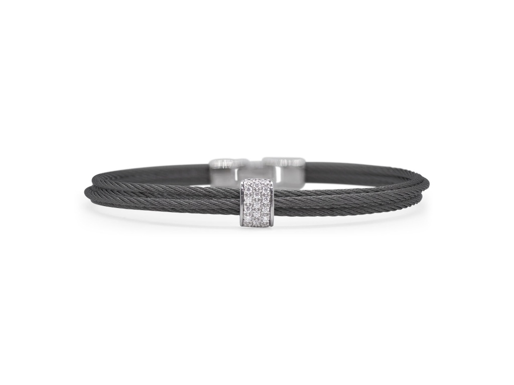 Diamond Black Nautical Cable Crossed Bracelet 0.15cttw