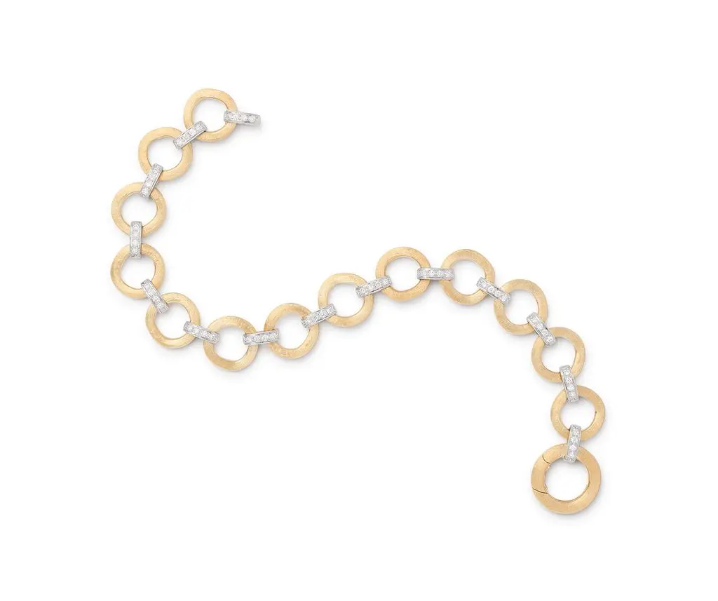 18Kt Two Toned Jaipur Bracelet With (56) Round Diamonds Weighing 0.50cttw