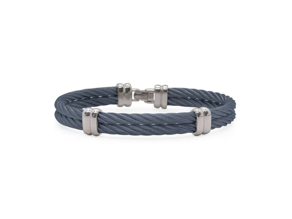 Stainless Steel Blueberry Nautical Cable Men's Bracelet Sz8