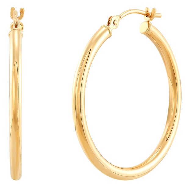 14Kt Yellow Gold 2x25mm Tube Hoops