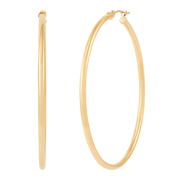 14Kt Yellow Gold 2x50mm Tube Hoops