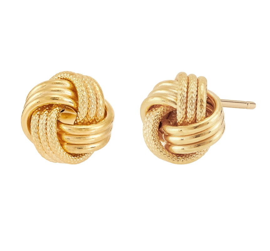 14Kt Yellow Gold Swirl Knot Stud Earrings