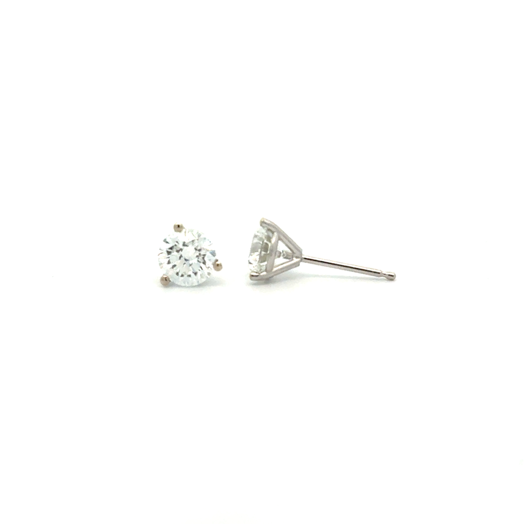 Round Brilliant Cut Diamond Studs 1.40cttw E/SI1 GIA6492217184 GIA5506194313 14Kt White Gold Martini Set Friction Backs