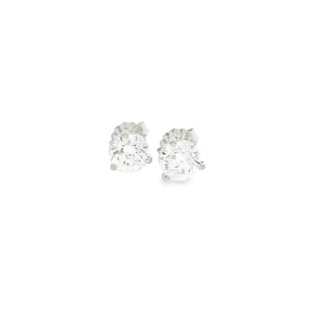 [S12177] Round Brilliant Cut Diamond Studs 1.40cttw I/SI1 GIA1499507409 GIA2506337540 14Kt White Gold Martini Set Pushbacks