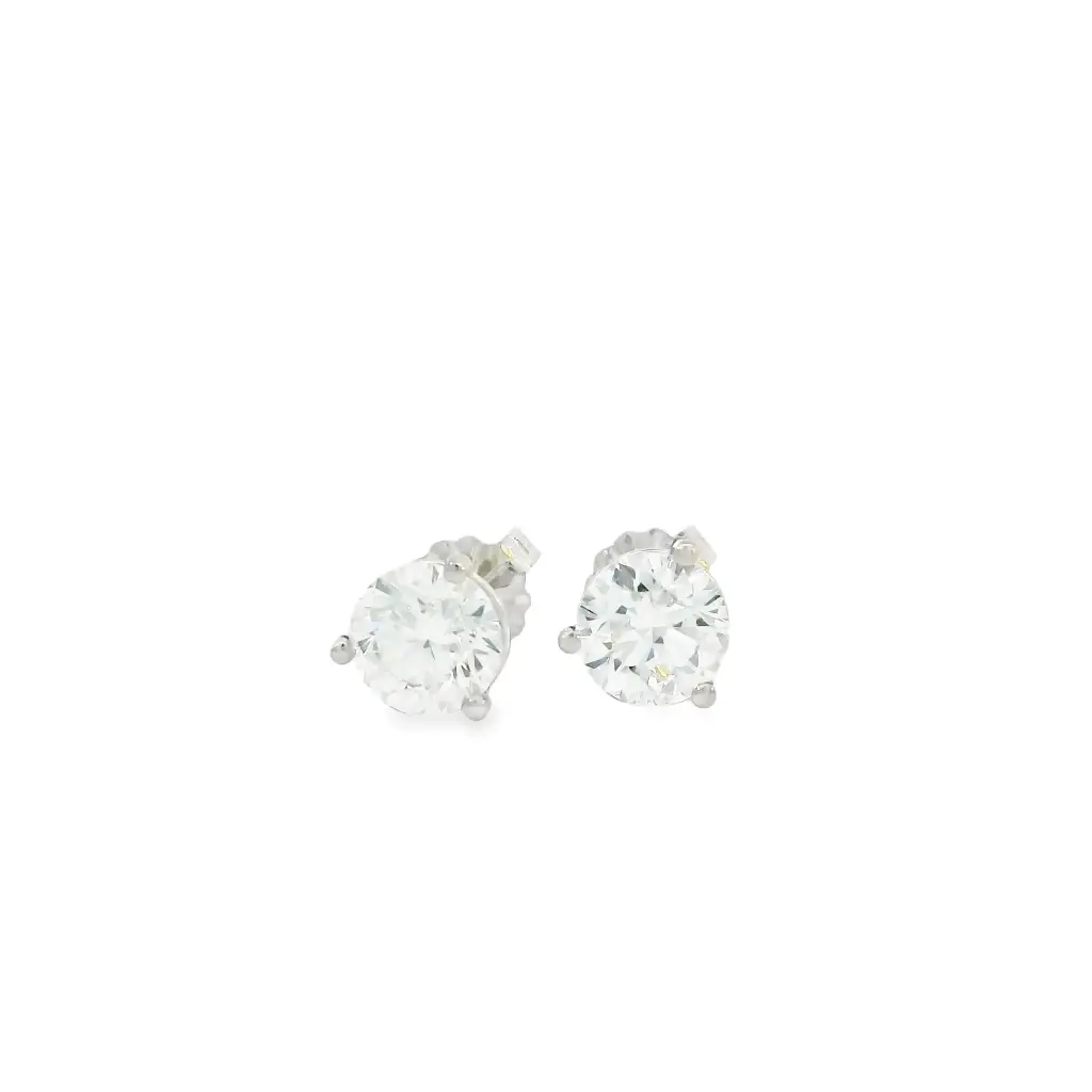 [S12177] Round Brilliant Cut Diamond Studs 1.80cttw I/SI2 GIA6501453418 GIA6491597224 14Kt White Gold Martini Set Pushbacks