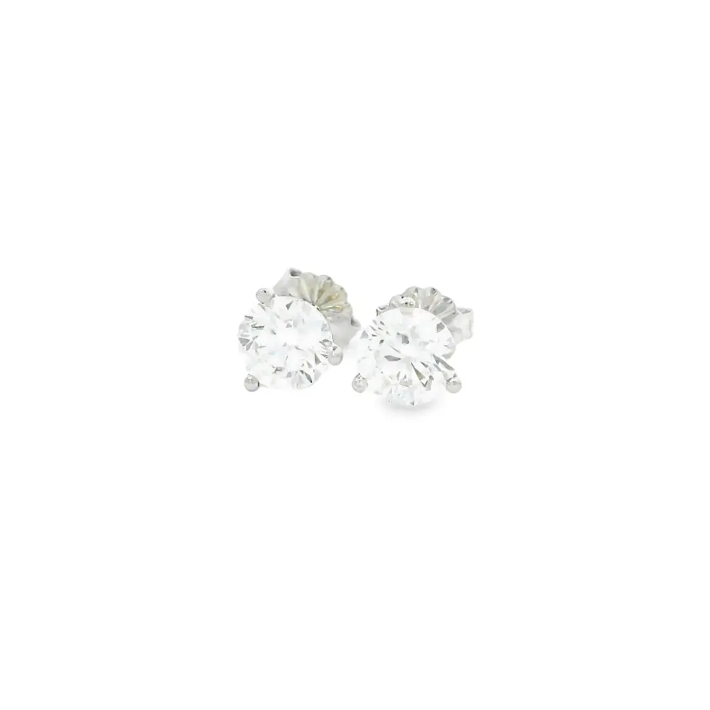 [S12177] Round Brilliant Cut Diamond Studs 1.80cttw F/SI1 GIA1503327393 GIA6495855630 14Kt White Gold Martini Pushbacks