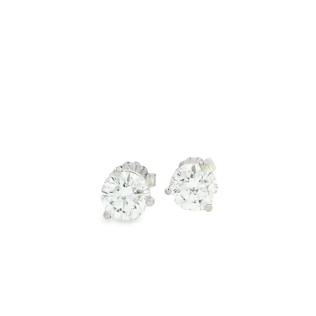 [S12177] Round Brilliant Cut Diamond Studs 1.80cttw J/SI1 GIA6491087412 GIA2487916653 14Kt White Gold Martini Set Pushbacks