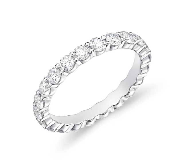 Platinum Petite Prong Eternity Band With (22) Round Diamonds Weighing 1.55cttw