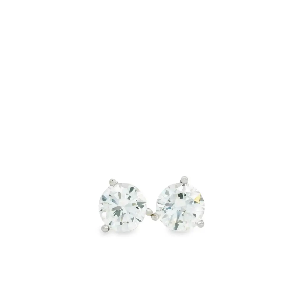 Round Brilliant Cut Diamond Studs 2.00cttw H/SI1 GIA6495993718 GIA7491155907 14Kt White Gold Martini Set Friction Backs