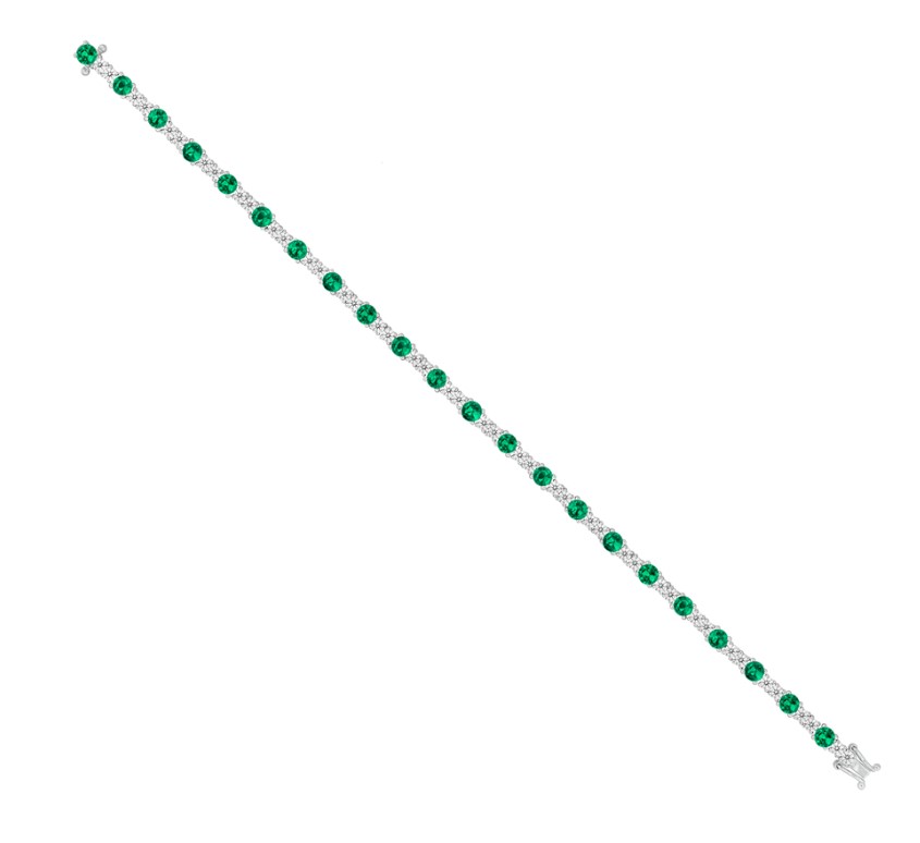 Diamond And Emerald Tennis Bracelet 4.62cttw