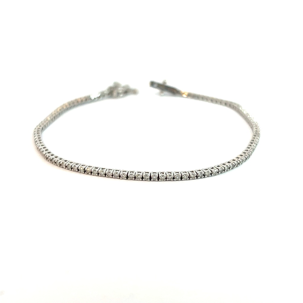14Kt White Gold Tennis Bracelet With (103) Round Diamonds Weighing 1.13cttw