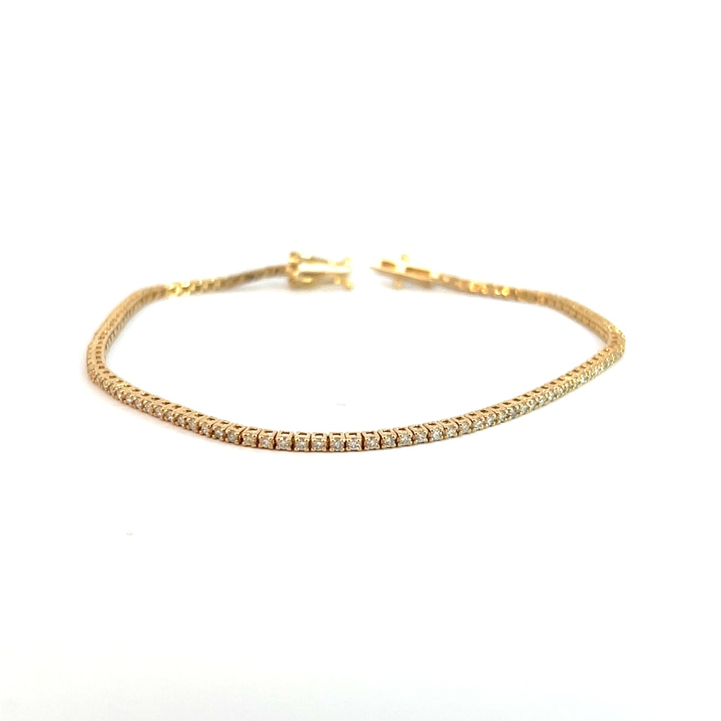 14Kt Yellow Gold Tennis Bracelet With (103) Round Diamonds Weighing 1.02cttw