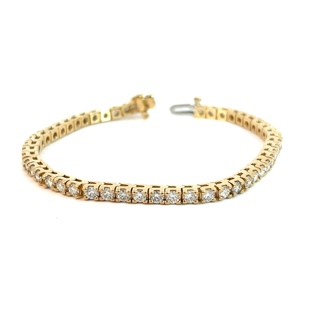 14Kt Yellow Gold Tennis Bracelet With (50) Round Diamonds Weighing 5.00cttw