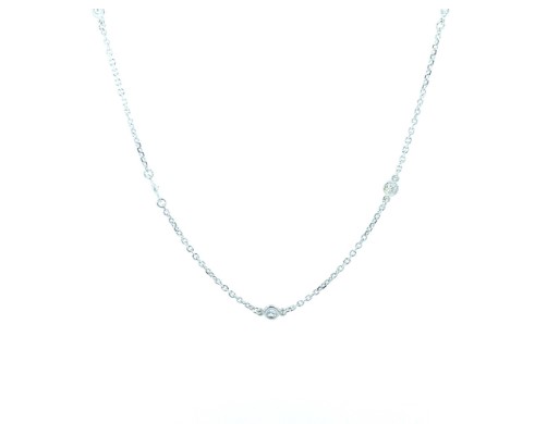 14Kt White Gold Diamond By The Inch Necklace With (12) Round Diamonds Weighing 0.29cttw
