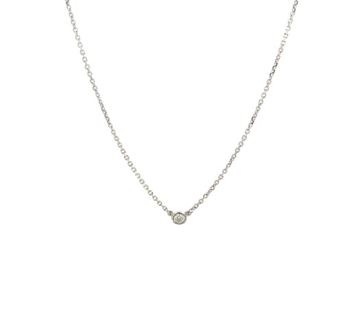 14Kt White Gold Solitaire Necklace With A Round Diamond Weighing 0.05ct