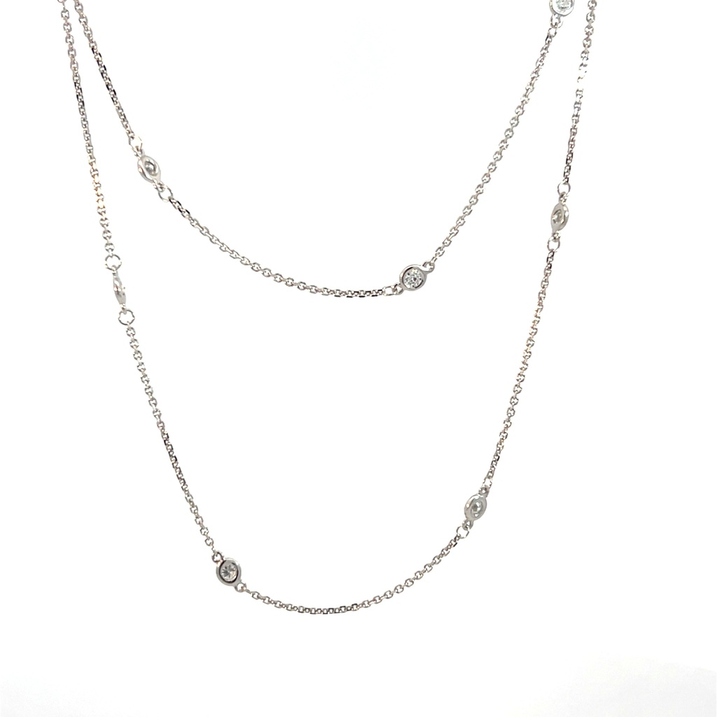 14Kt White Gold Diamonds By The Inch Necklace With (24) Round Diamonds Weighing 0.86cttw