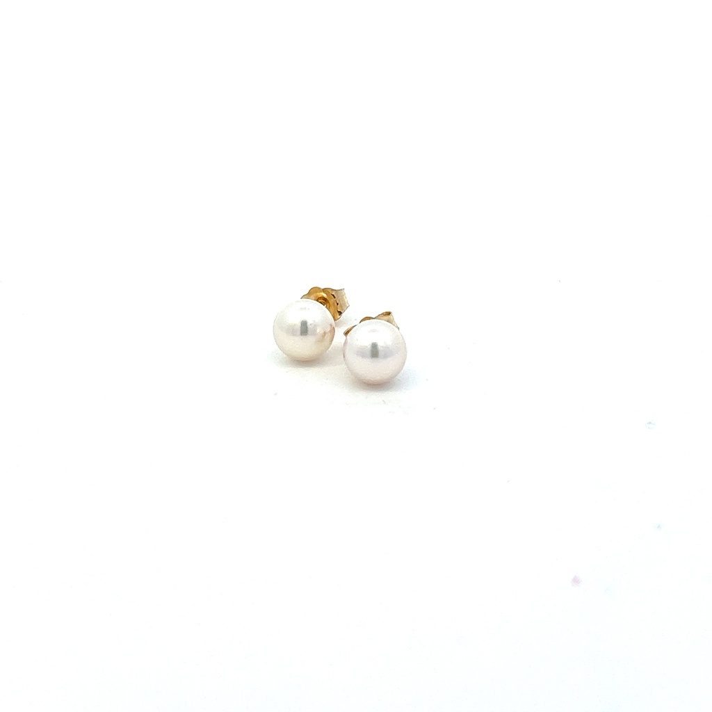 [65CPE] 14Kt Yellow Gold 6.5mm Cultured Pearl Stud Earrings