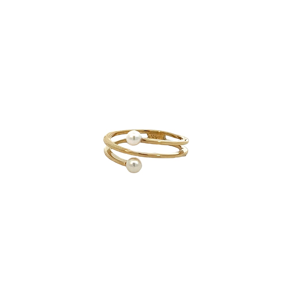 14Kt Yellow Gold Ring With (2) 3.5-4mm Cultured Pearls