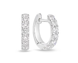 18Kt White Gold Odessa Huggie Hoops With (14) Round Diamonds Weighing 0.55cttw
