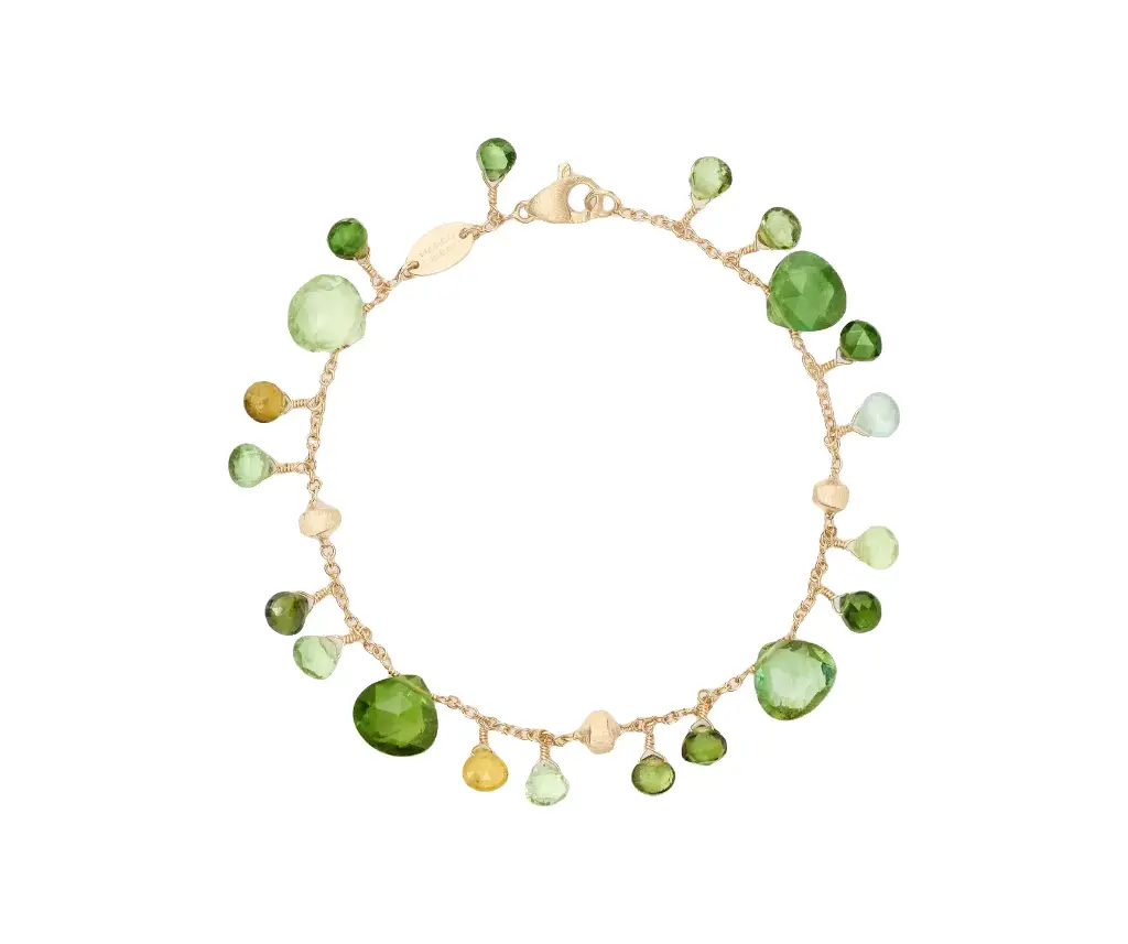 18Kt Yellow Gold Paradise Green Tourmaline Bracelet 7.25"