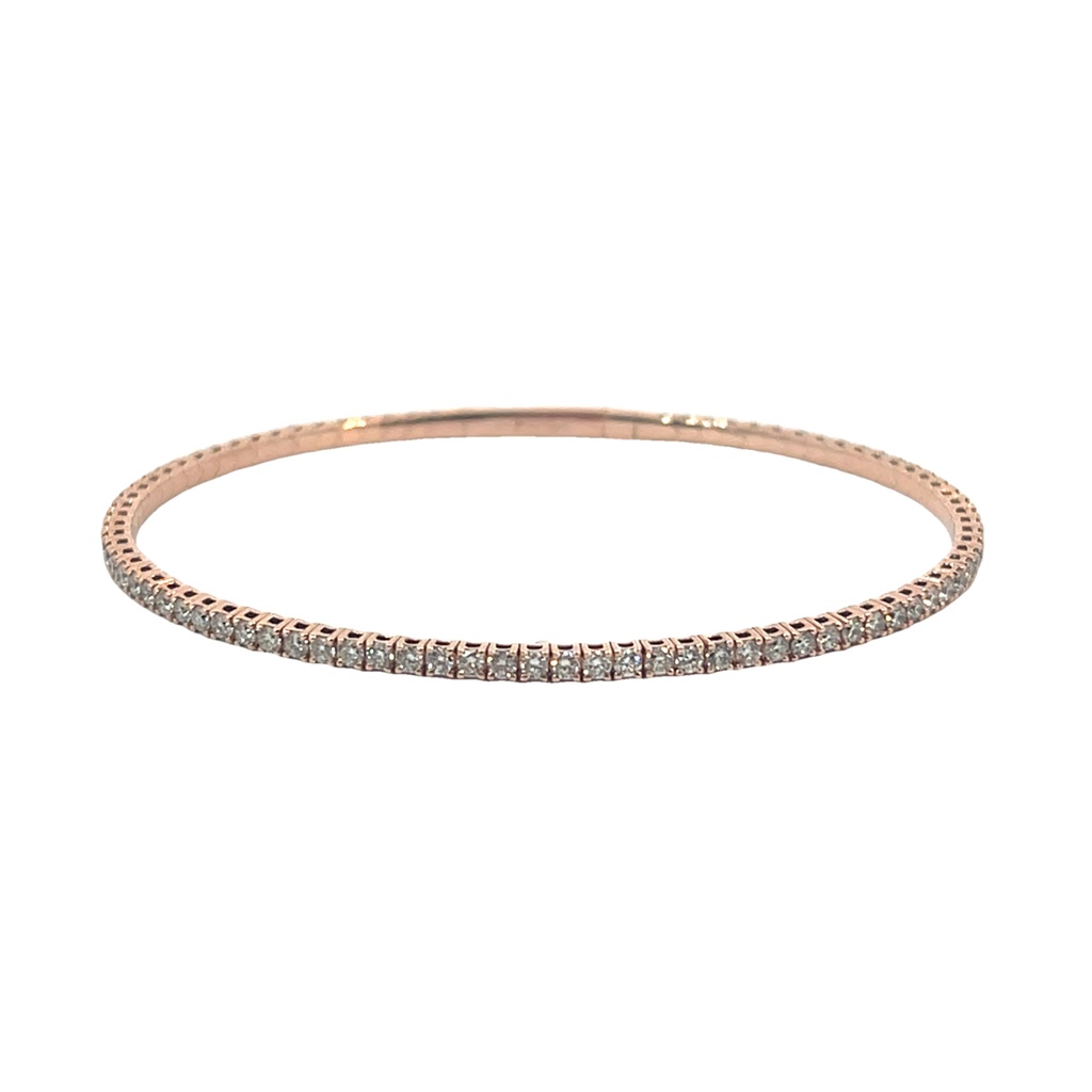 14Kt Rose Gold Flex Bangle With (82) Round Diamonds Weighing 2.04cttw