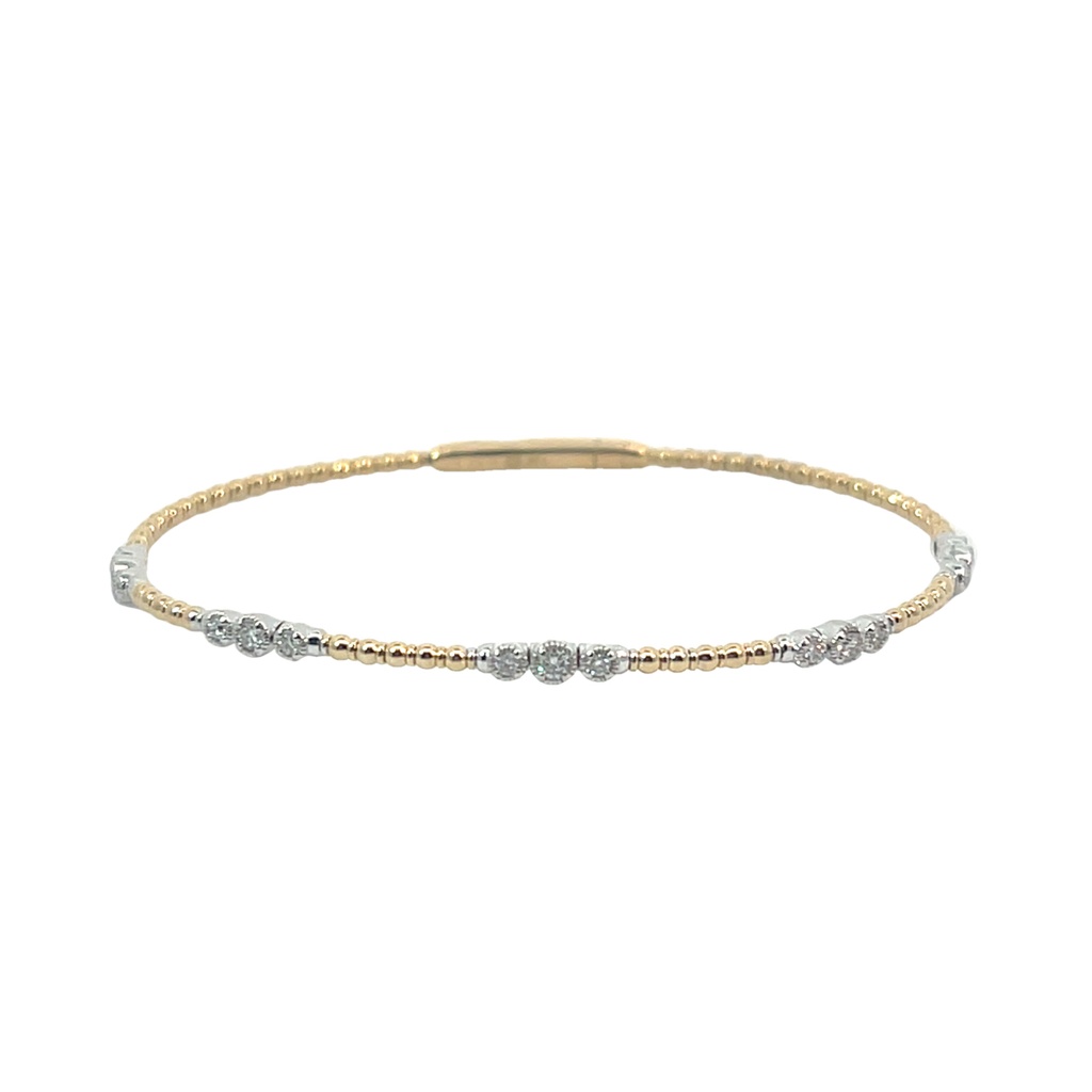 14Kt Two Toned Flex Bangle With (15) Round Diamonds Weighing 0.33ctt