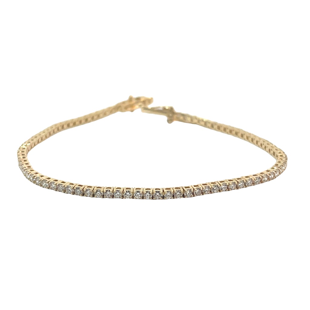 14Kt Yellow Gold Tennis Bracelet With (83) Round Diamonds Weighing 2.42cttw