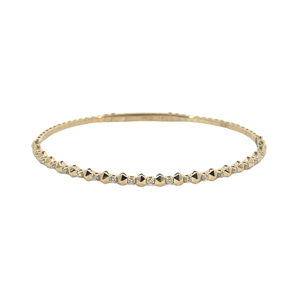 [BDD7151-303] 14Kt Yellow Gold Flex Bangle With (20) Round Diamonds Weighing 0.28cttw