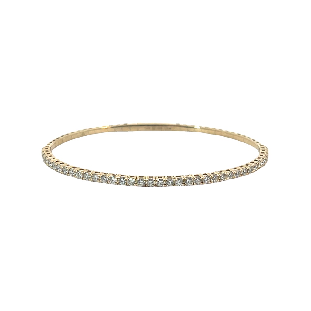 14Kt Yellow Gold Flex Bangle With (37) Round Diamonds Weighing 1.50cttw