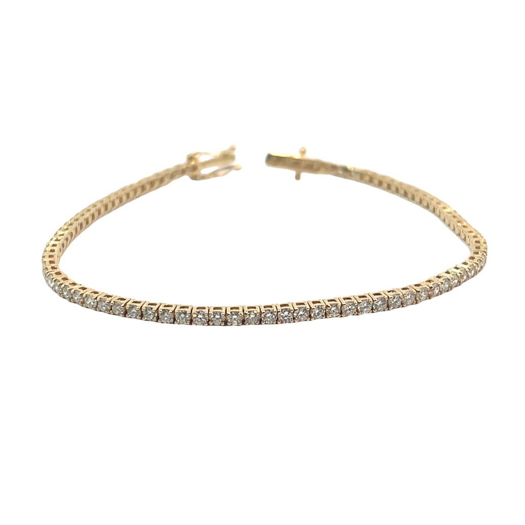 14Kt Yellow Gold Tennis Bracelet With (82) Round Diamonds Weighing 2.53cttw