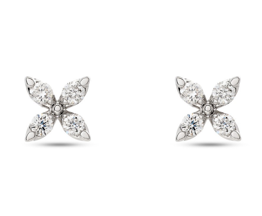 18Kt White Gold X Earrings With (8) Round Diamonds Weighing 0.35cttw