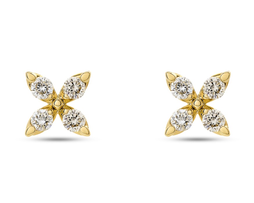 18Kt Yellow Gold X Earrings With (8) Round Diamonds Weighing 0.35cttw