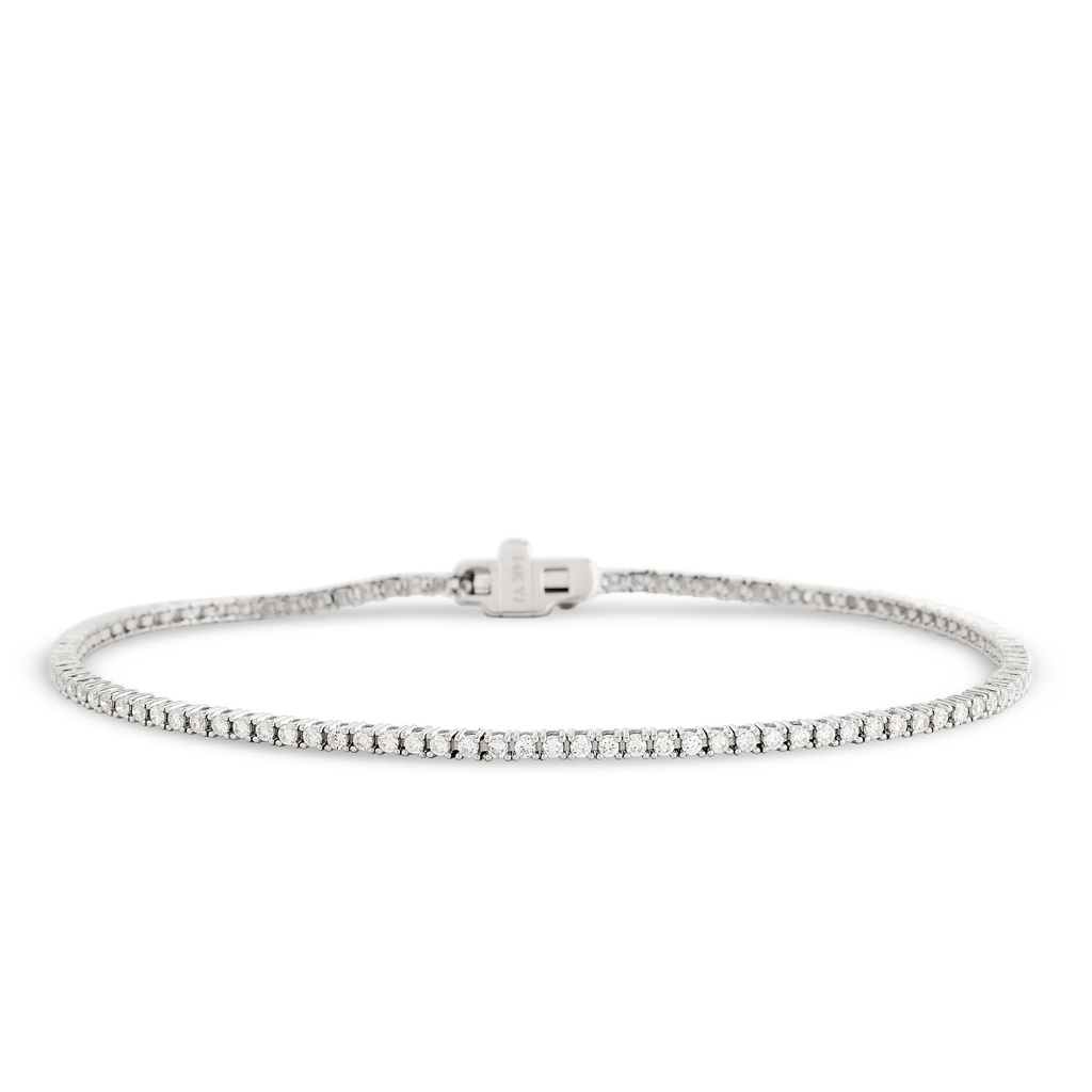 14Kt White Gold Tennis Bracelet With (103) Round Diamonds Weighing 1.05cttw