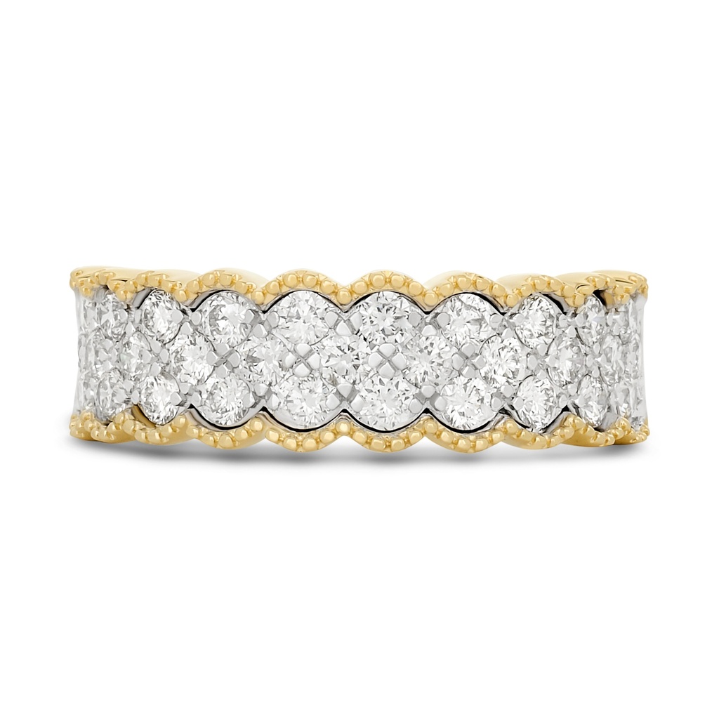 14Kt Two Toned Band With (31) Round Diamonds Weighing 0.95cttw