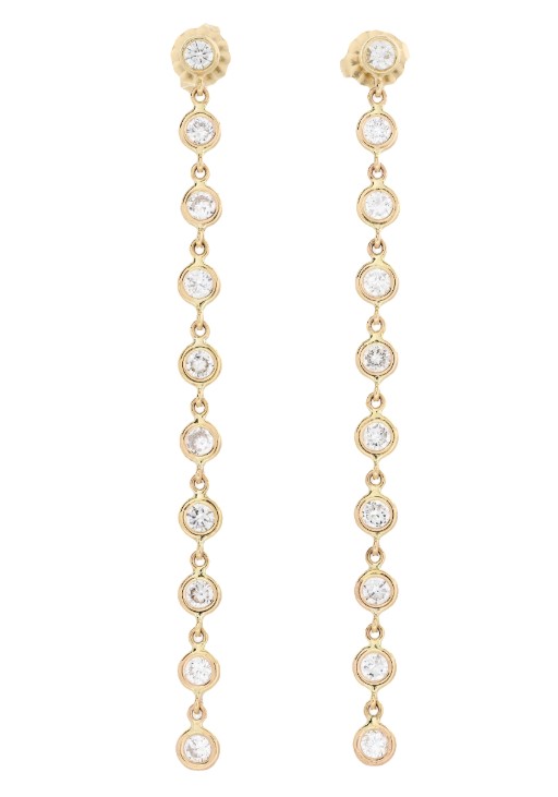 14Kt Yellow Gold Diamonds by The Inch Earrings With (20) Round Diamonds Weighing 1.65cttw