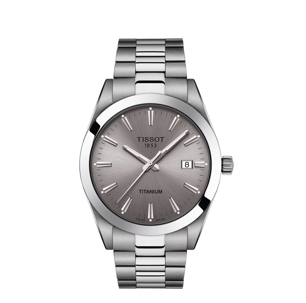 [T127.410.44.081.00] 40mm Titanium Quartz Movement Grey Dial Watch With A Stainless Steel Strap