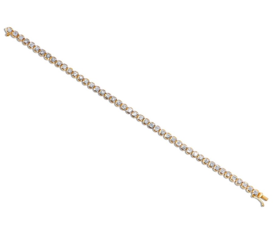 18Kt Yellow Gold Tennis Bracelet With (46) Round Diamonds Weighing 3.00cttw