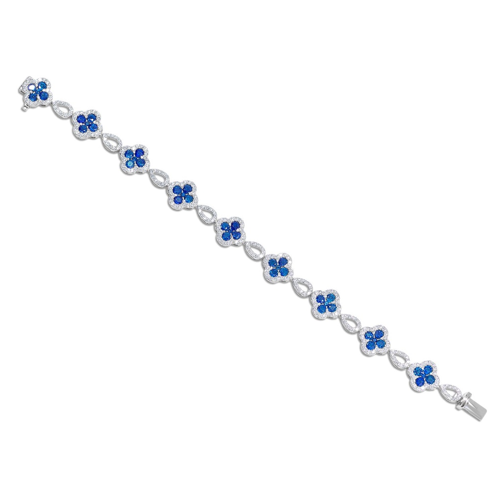 14Kt White Gold Clover Bracelet With (45) Round Sapphires Weighing 5.05ct And (279) Round Diamonds Weighing 2.90ct